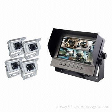Hot Waterproof Car Rear View System with Digital LCD Quad Monitor & Car Night Vision Cameras